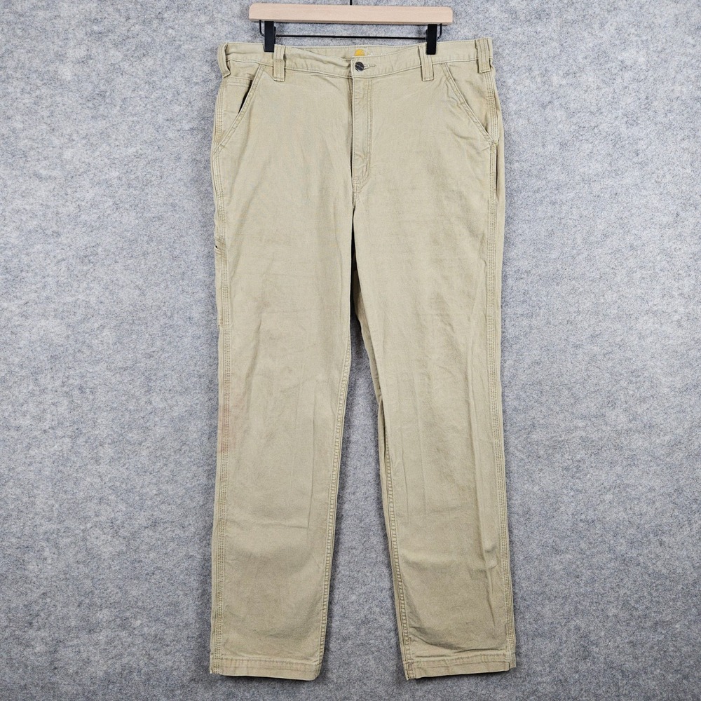 Carhartt Men's Tan Khaki Relaxed Fit Pants 38x36 (ACTUAL 37X33) Workwear WORN